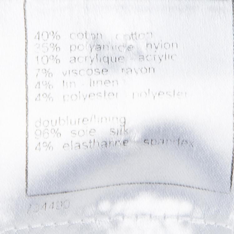 Pre Owned Chanel Multicolour Checked Tweed Floral Brooch Detail Blazer M