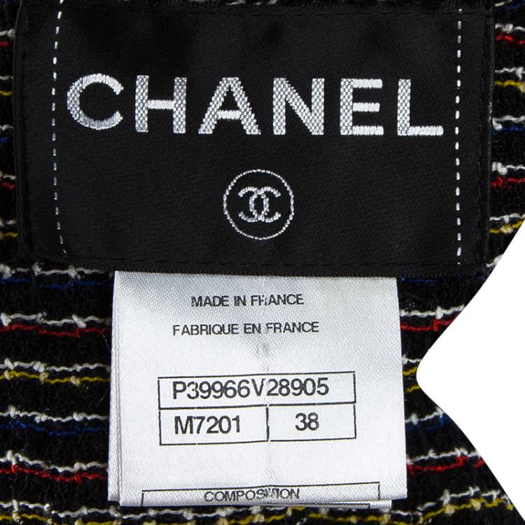 Pre Owned Chanel Multicolour Textured Open Front Cropped Boucle Jacket S