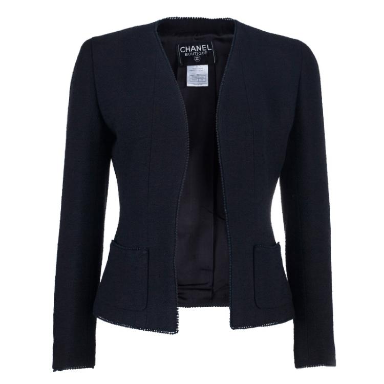 Pre Owned Chanel Black Light Bouclé Skirt Suit M