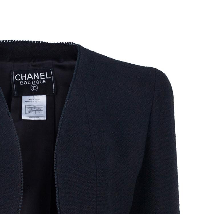Pre Owned Chanel Black Light Bouclé Skirt Suit M