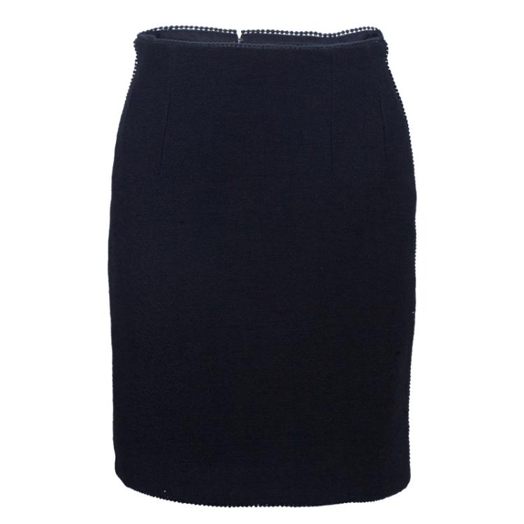 Pre Owned Chanel Black Light Bouclé Skirt Suit M