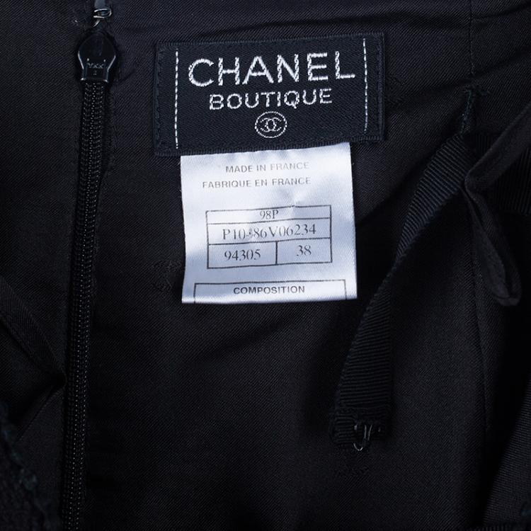 Pre Owned Chanel Black Light Bouclé Skirt Suit M