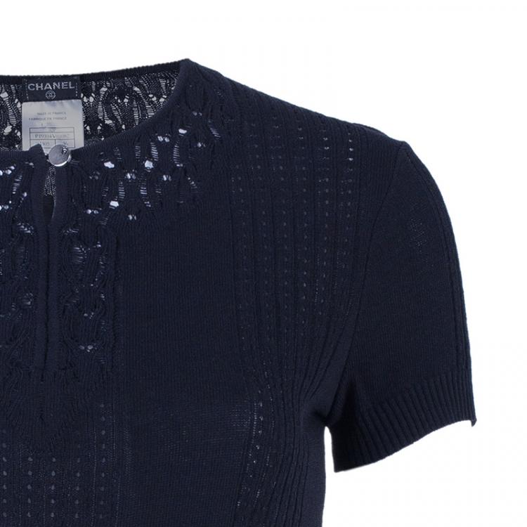 Pre Owned Chanel Knit Detail Black Top S