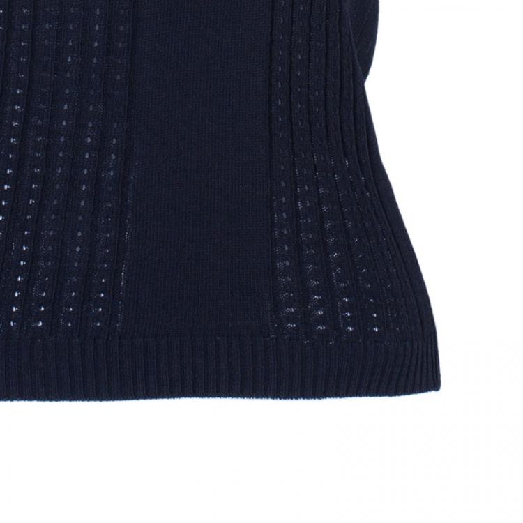 Pre Owned Chanel Knit Detail Black Top S