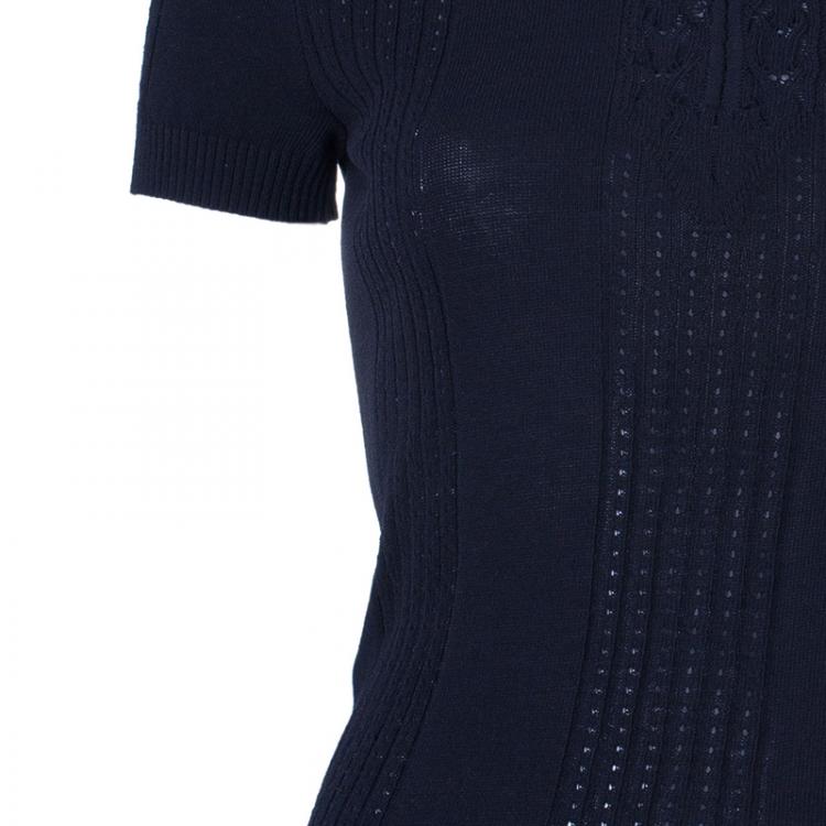Pre Owned Chanel Knit Detail Black Top S