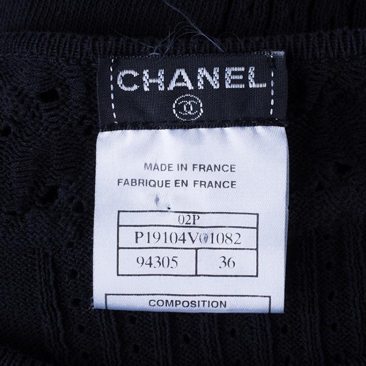 Pre Owned Chanel Knit Detail Black Top S