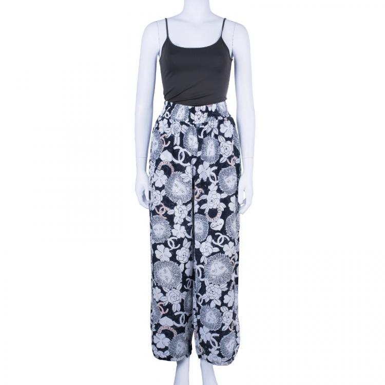 Pre Owned Chanel Silk Printed Palazzo Pants M