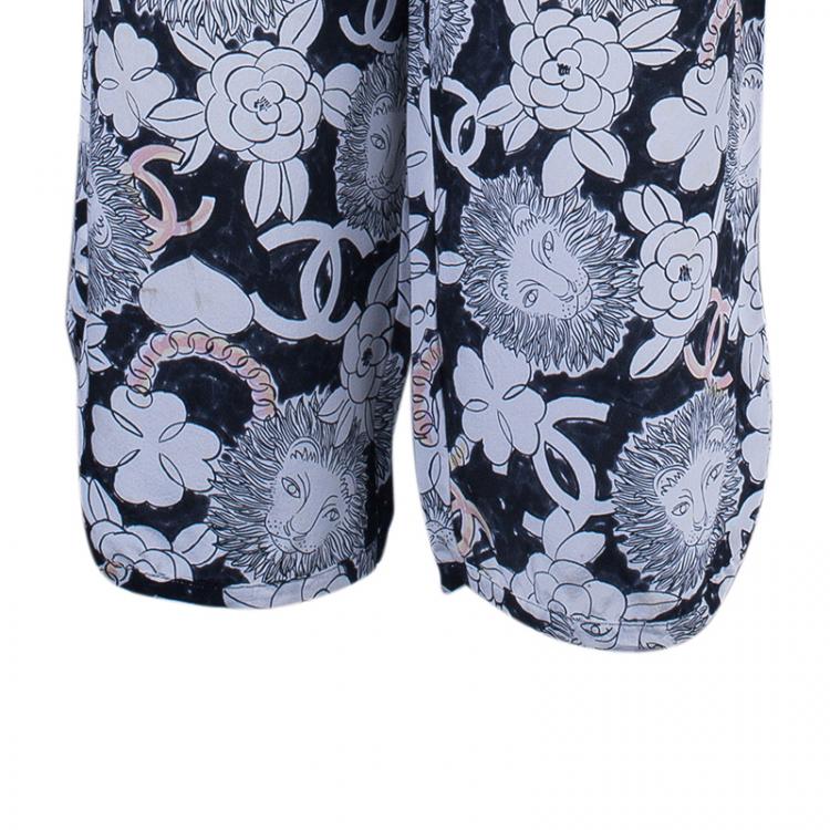 Pre Owned Chanel Silk Printed Palazzo Pants M