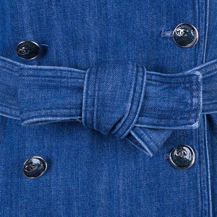 Pre Owned Chanel Denim Long Coat S