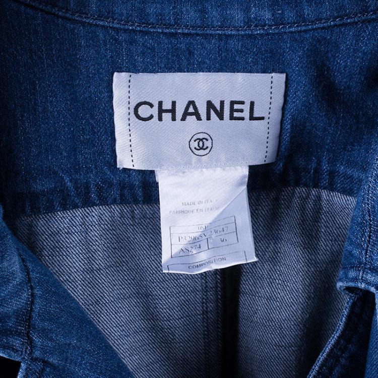 Pre Owned Chanel Denim Long Coat S
