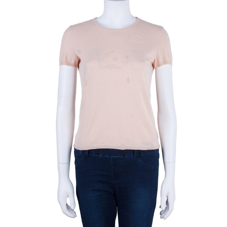 Pre Owned Chanel Blush Pink Knit Top M