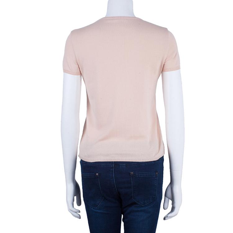 Pre Owned Chanel Blush Pink Knit Top M