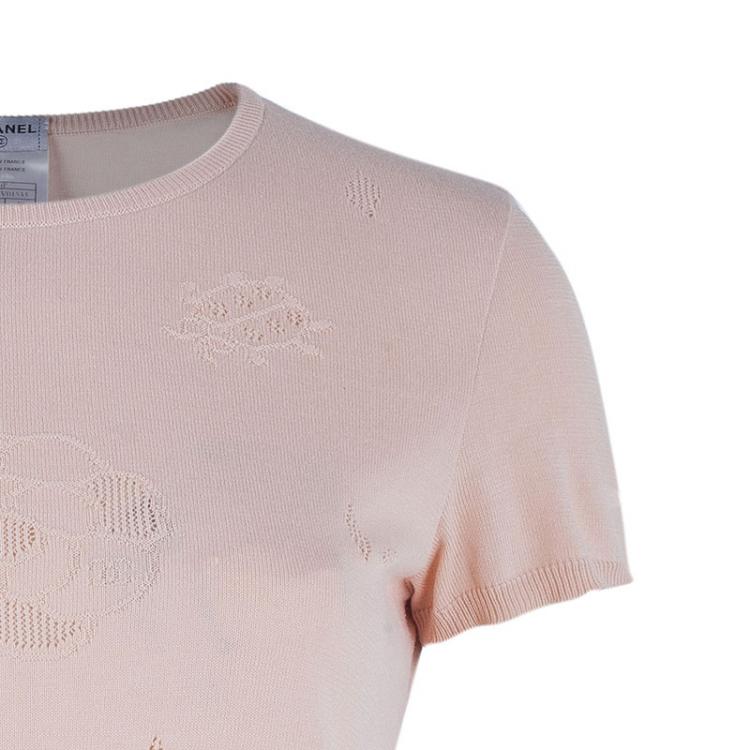 Pre Owned Chanel Blush Pink Knit Top M
