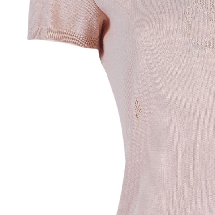 Pre Owned Chanel Blush Pink Knit Top M