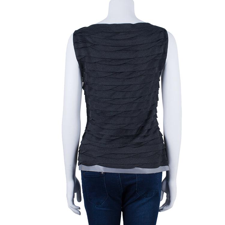 Pre Owned Chanel Tiered Metallic Sleeveless Top M