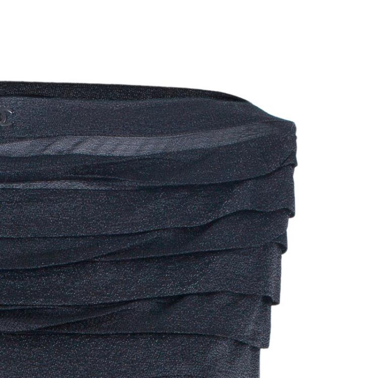 Pre Owned Chanel Tiered Metallic Sleeveless Top M