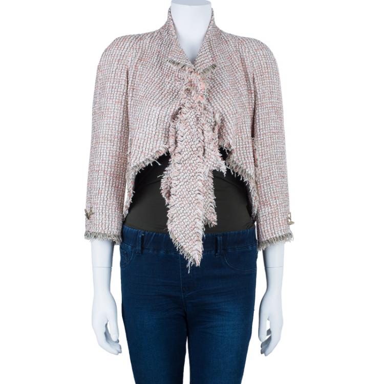 Pre Owned Chanel Salmon Pink Tie-Front Boucle Jacket S