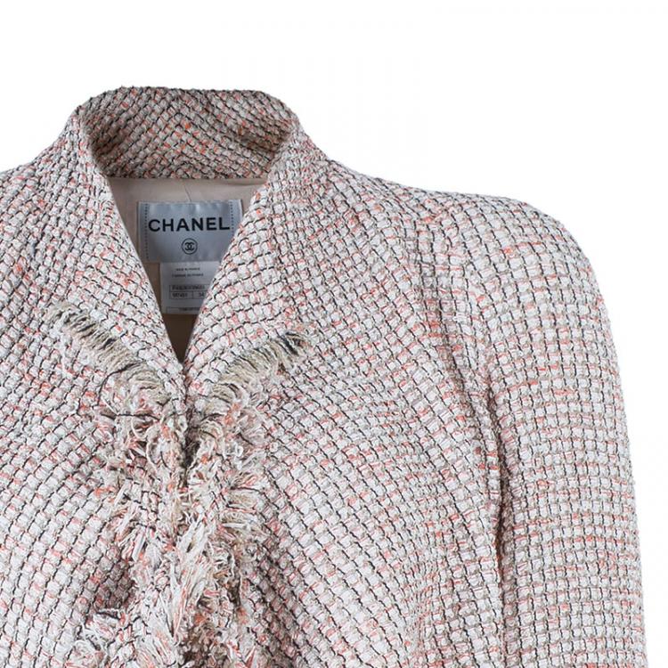 Pre Owned Chanel Salmon Pink Tie-Front Boucle Jacket S