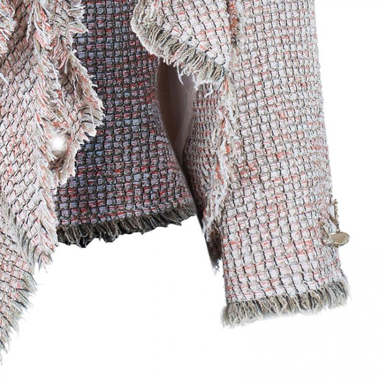 Pre Owned Chanel Salmon Pink Tie-Front Boucle Jacket S