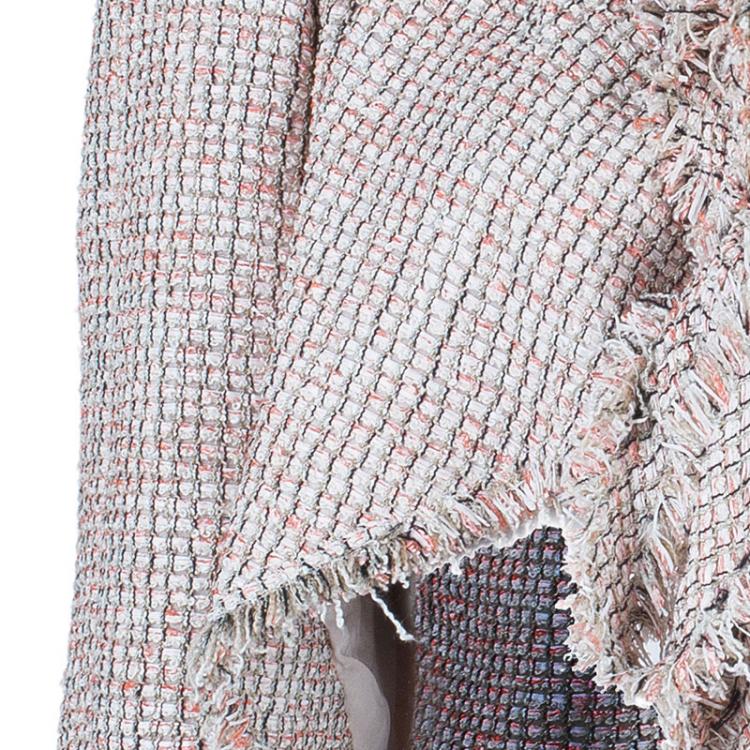 Pre Owned Chanel Salmon Pink Tie-Front Boucle Jacket S