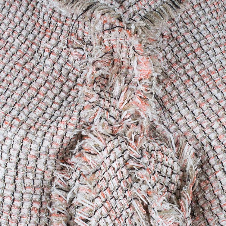 Pre Owned Chanel Salmon Pink Tie-Front Boucle Jacket S
