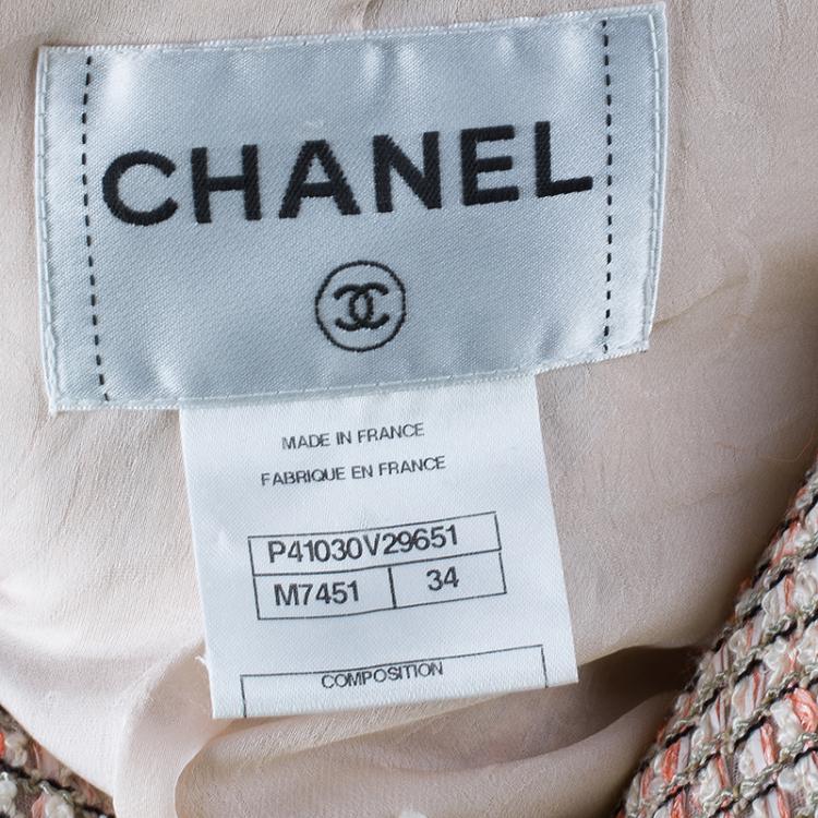 Pre Owned Chanel Salmon Pink Tie-Front Boucle Jacket S