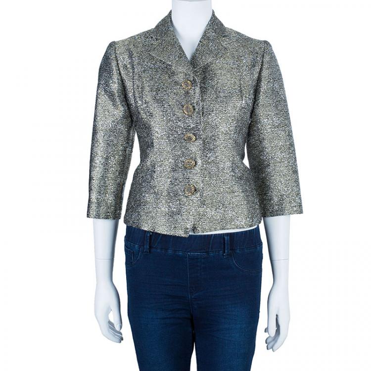 Pre Owned Chanel Gold Metallic Short Jacket XXL