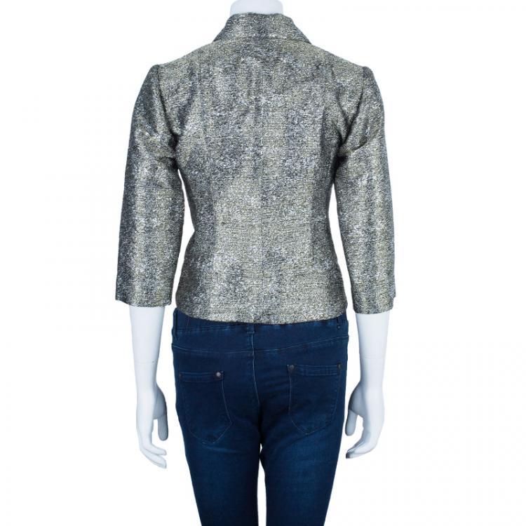 Pre Owned Chanel Gold Metallic Short Jacket XXL