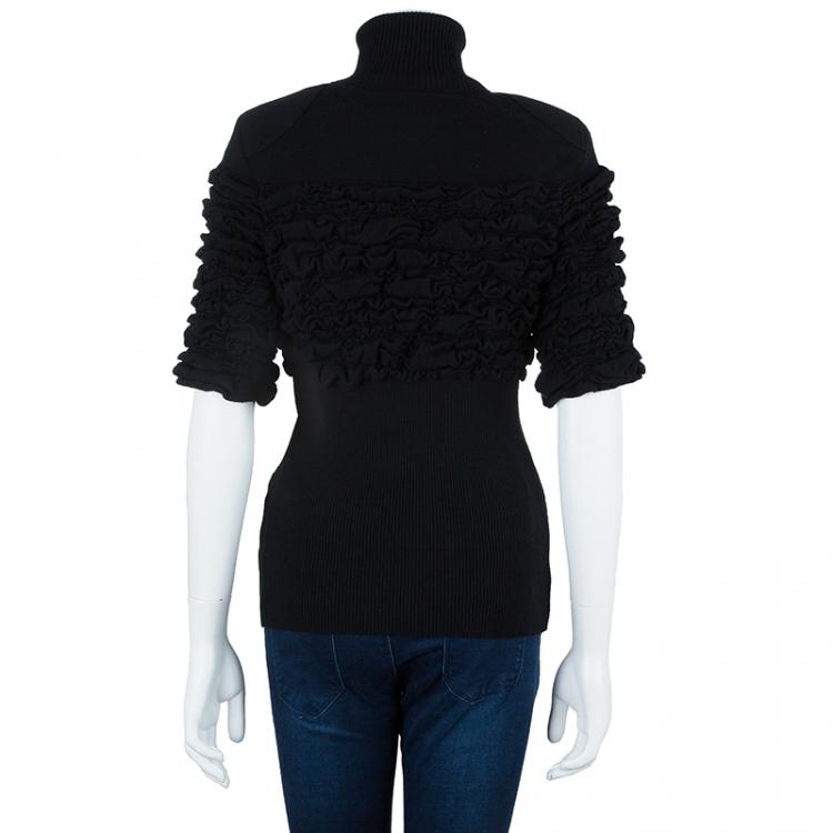 Pre Owned Chanel Black Wool Turtleneck Top M