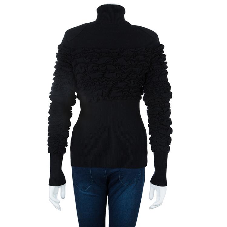 Pre Owned Chanel Black Wool Turtleneck Top M