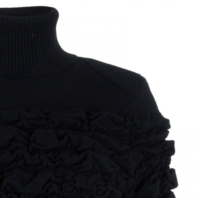 Pre Owned Chanel Black Wool Turtleneck Top M