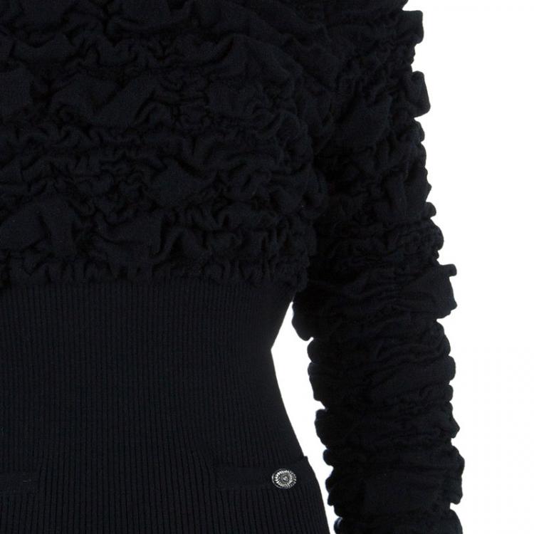Pre Owned Chanel Black Wool Turtleneck Top M