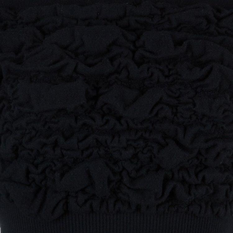 Pre Owned Chanel Black Wool Turtleneck Top M