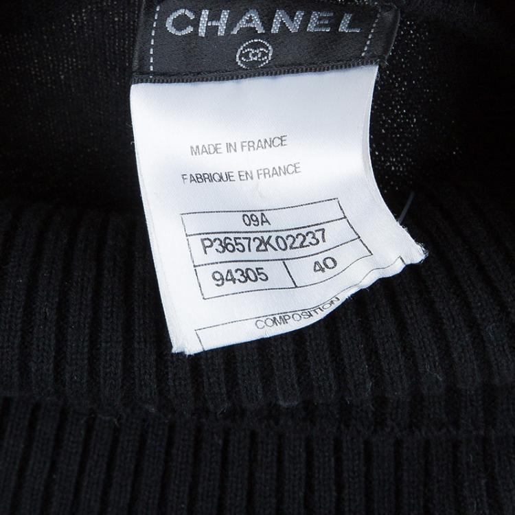 Pre Owned Chanel Black Wool Turtleneck Top M
