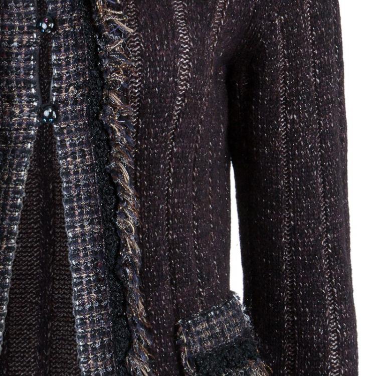 Pre Owned Chanel Plum Cashmere Knit Cardigan S