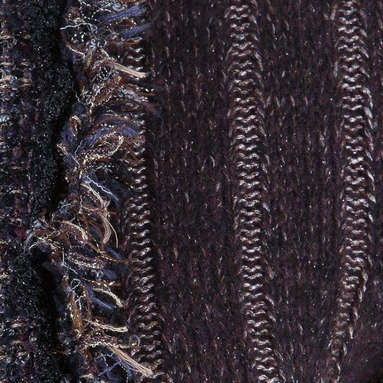 Pre Owned Chanel Plum Cashmere Knit Cardigan S