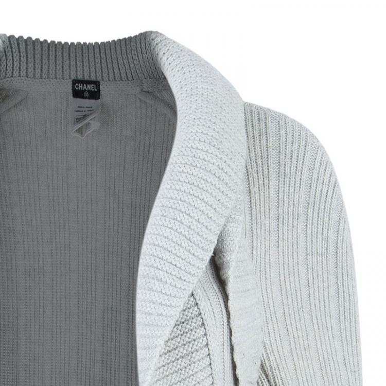 Pre Owned Chanel Grey Cashmere Long Cardigan M