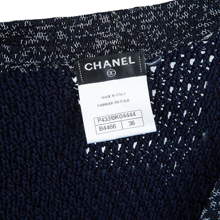 Pre Owned Chanel Navy Contrast Trim Sleeveless Cardigan S