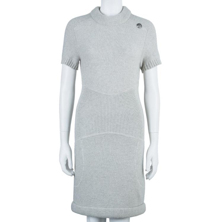 Chanel Grey Cashmere Sweater Dress M Chanel