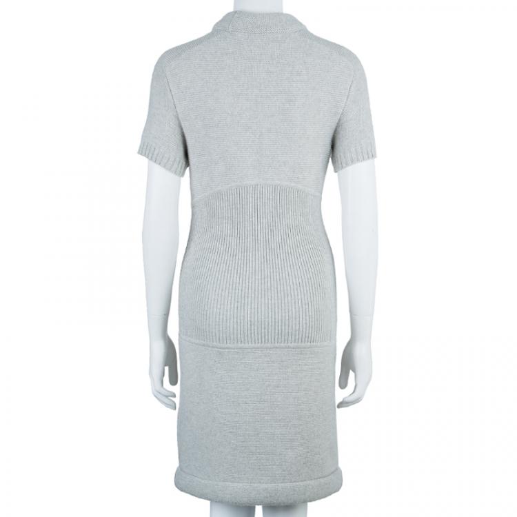 Pre Owned Chanel Grey Cashmere Sweater Dress M