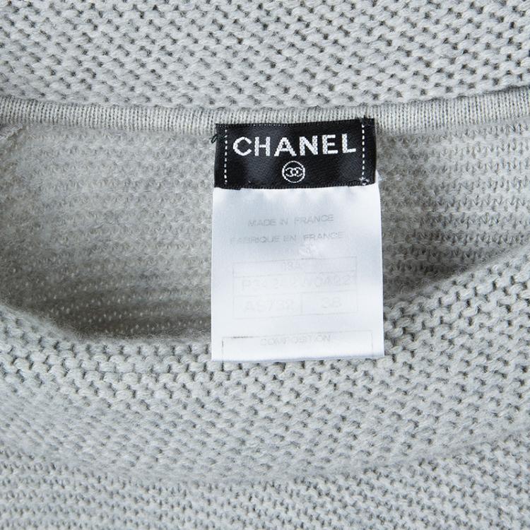 Pre Owned Chanel Grey Cashmere Sweater Dress M