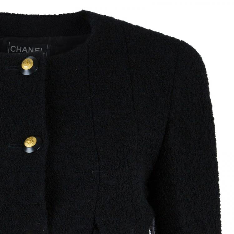 Pre Owned Chanel Black Wool Four Pocket Jacket S