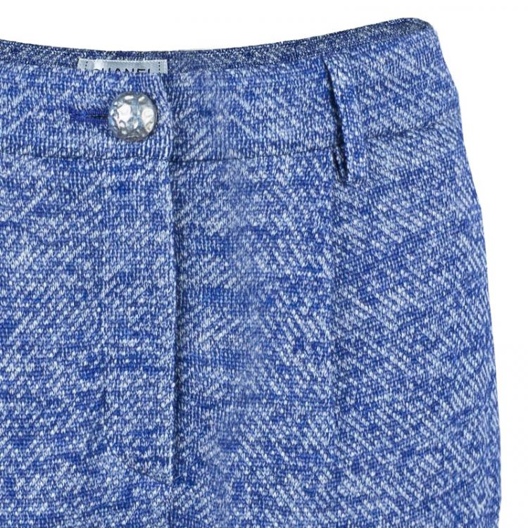 Pre Owned Chanel Blue Tweed Trousers M