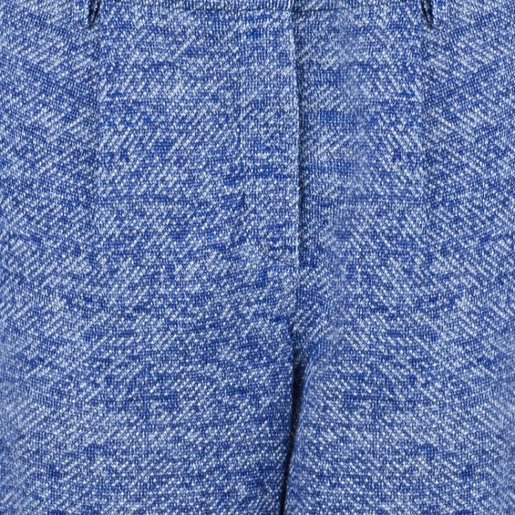 Pre Owned Chanel Blue Tweed Trousers M
