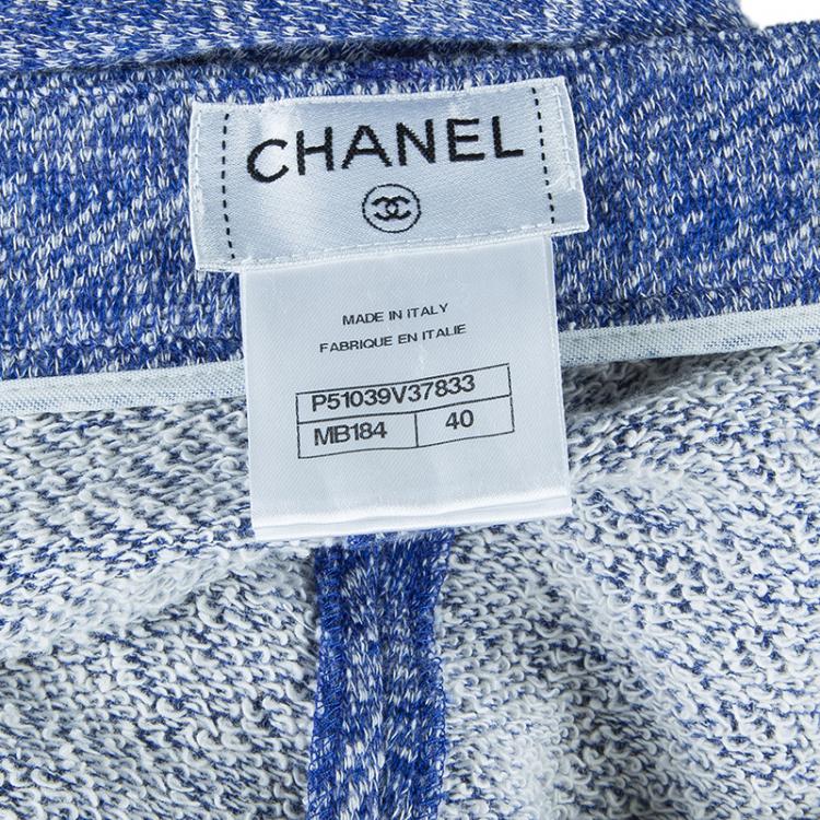 Pre Owned Chanel Blue Tweed Trousers M