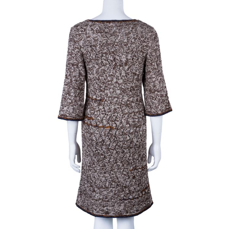 Pre Owned Chanel Brown Two Pocket Knit Dress M