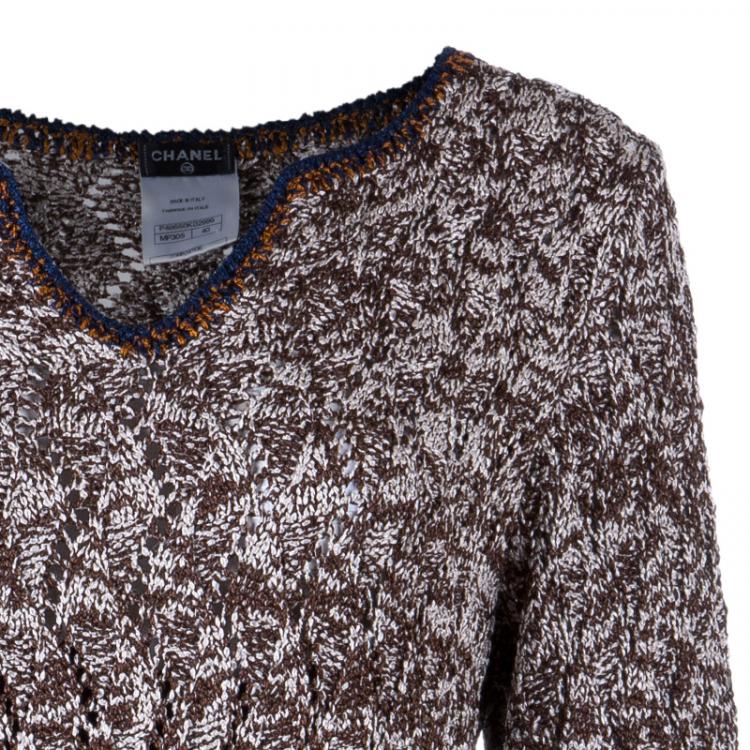 Pre Owned Chanel Brown Two Pocket Knit Dress M