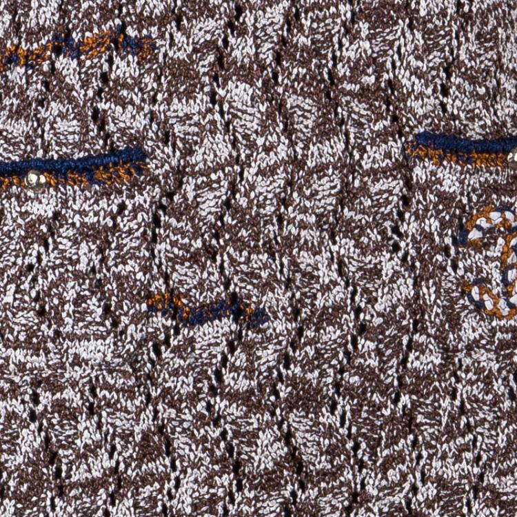 Pre Owned Chanel Brown Two Pocket Knit Dress M