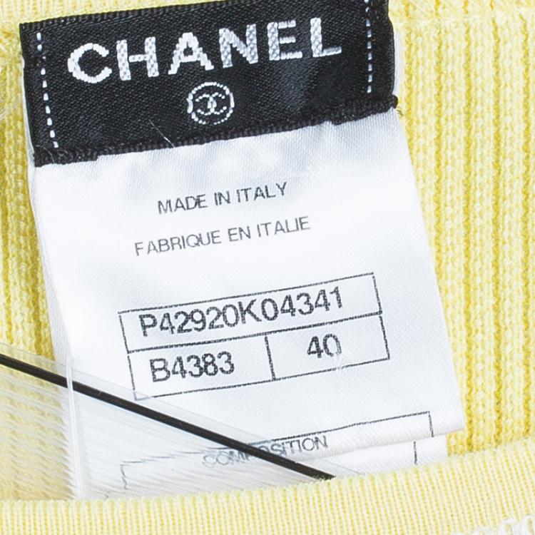 Pre Owned Chanel Canary Yellow Sleeveless Knit Top M