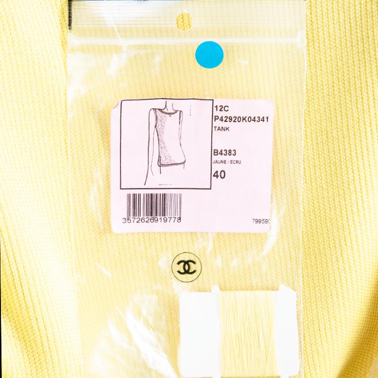 Pre Owned Chanel Canary Yellow Sleeveless Knit Top M